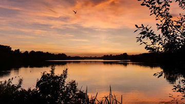 Sunset over a lake in Norwich