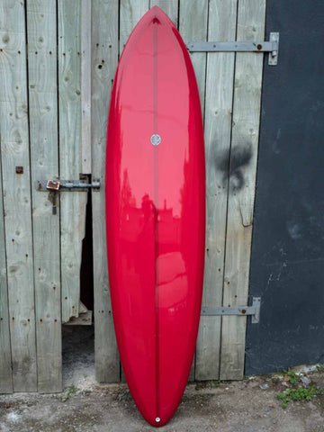 BOS Twin Pin Surfboard 7ft 2 Futures - Deep Red