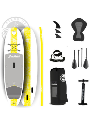 FatStick Airstick Inflatable SUP Stand Up Paddle Board 10ft 6 - Full Starter Package - Yellow